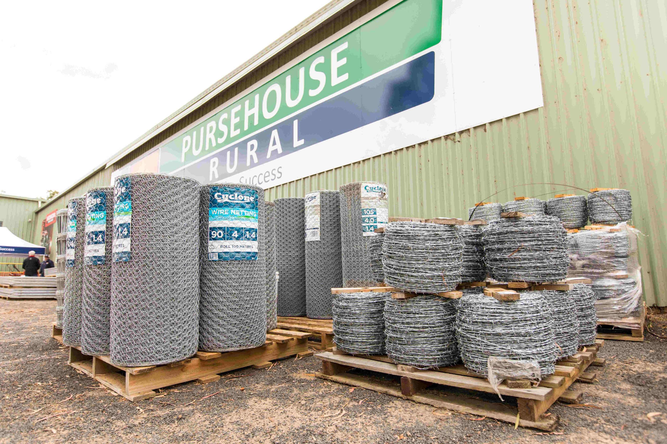 Cyclone rural fencing products displayed outside of pursehouse rural branch